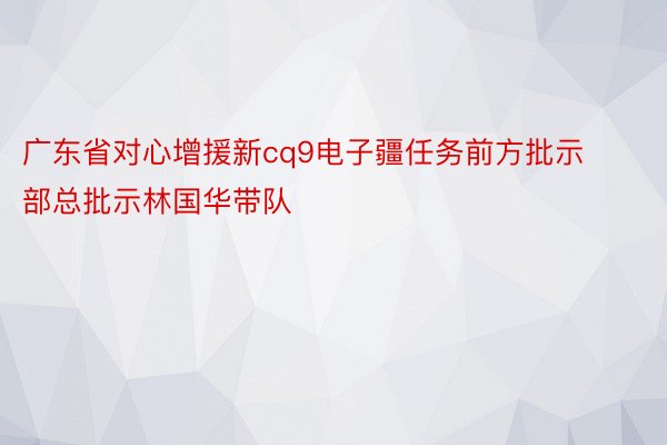 广东省对心增援新cq9电子疆任务前方批示部总批示林国华带队
